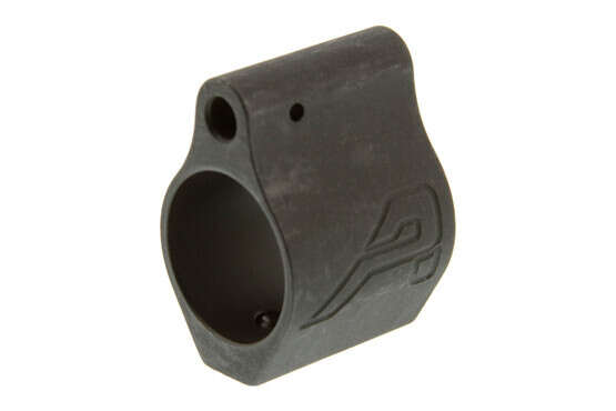 The Aero Precision low profile gas block is machined from 4150 chrome moly steel and has a phosphate finish
